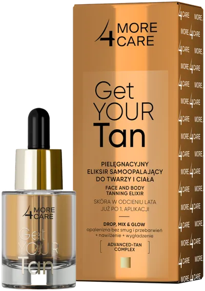 More4Care Get Your Tan, Pielęgnacyjny eliksir samoopalający do twarzy i ciała