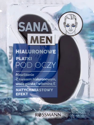 Isana Men, Hialuronowe płatki pod oczy z kwasem hialuronowym, wodą górską i witaminą E