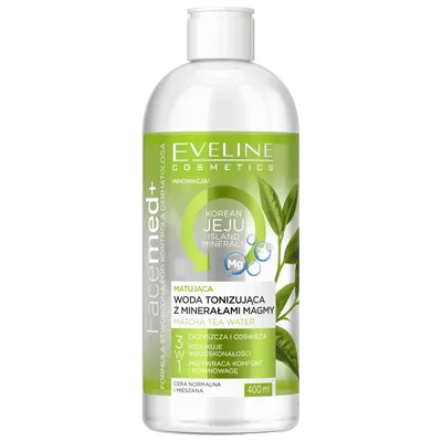 Eveline Cosmetics Facemed +, Matująca woda tonizująca z minerałami magmy Jeju 3 w 1