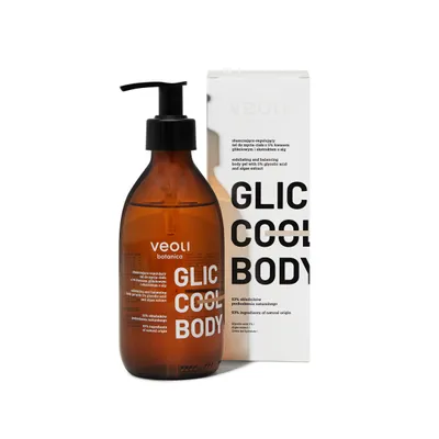 Veoli Botanica Glic Cool Body, Złuszczająco-regulujący żel do mycia ciała z 5% kwasem glikolowym i ekstraktem z alg