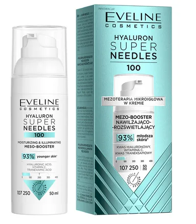 Eveline Cosmetics Hyaluron Super Needles, 100, Mezo-booster nawilżająco-rozświetlający