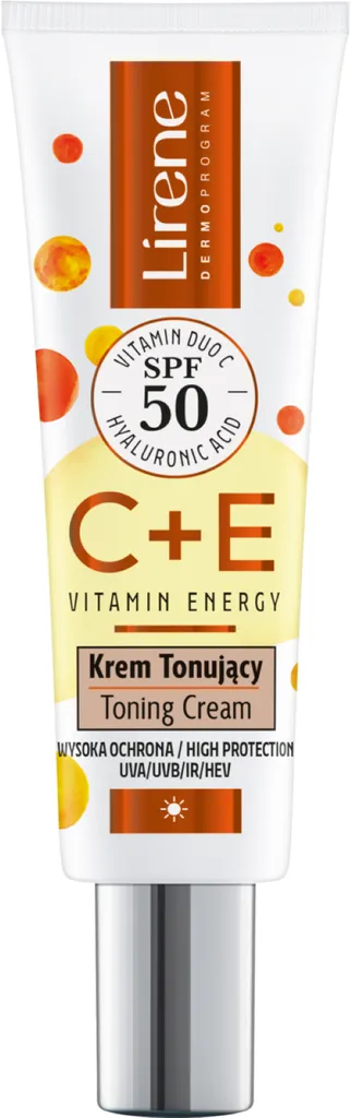 Lirene Dermoprogram C+E Vitamin Energy, Krem tonujący SPF50