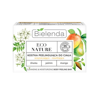 Bielenda Eco Nature, Kostka peelingująca, oczyszczająco - nawilżająca `Śliwka + jaśmin + mango`