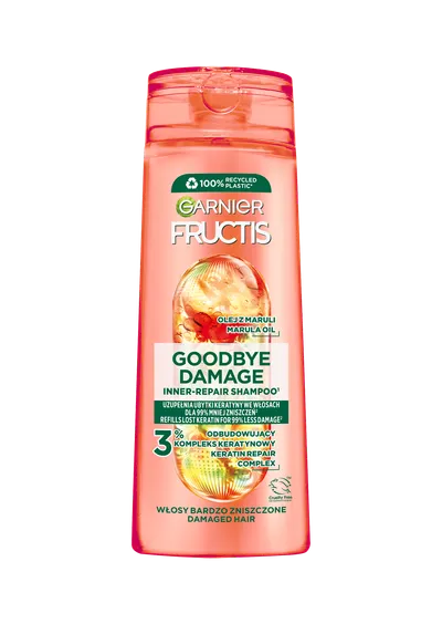 Garnier Fructis, Goodbye Damage, Szampon odbudowujący do włosów bardzo zniszczonych (nowa formuła)