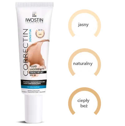 Iwostin Correctin Sensitia, Fluid łagodzący trwale kryjący dla skóry wrażliwej SPF 30