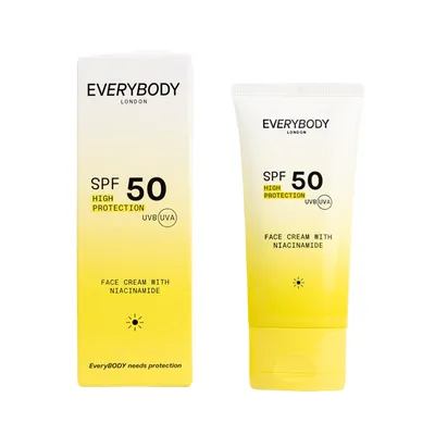 EveryBody London Face Cream with Niacynamide, High Protection UVB/UVA SPF50 (Przeciwsłoneczny krem do twarzy z niacynamidem SPF50)