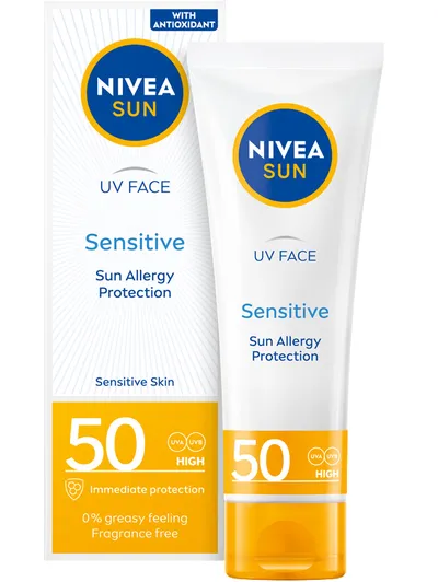 Nivea Sun, Sensitive (Krem ochronny do twarzy dla skóry wrażliwej SPF 50)