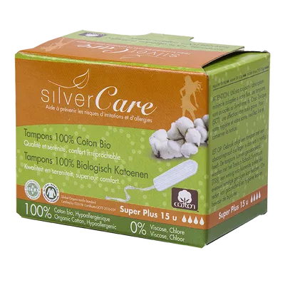 Silver Care Tampons 100% Cotton Bio Super Plus (Tampony bez aplikatora super chłonne)