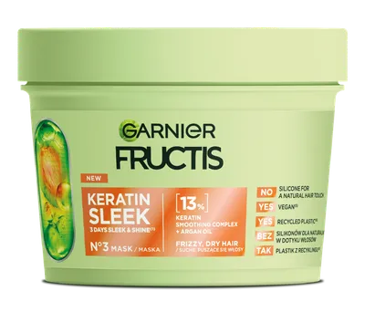 Garnier Fructis, Keratin Sleek, Mask (Maska do włosów suchych i puszących się)