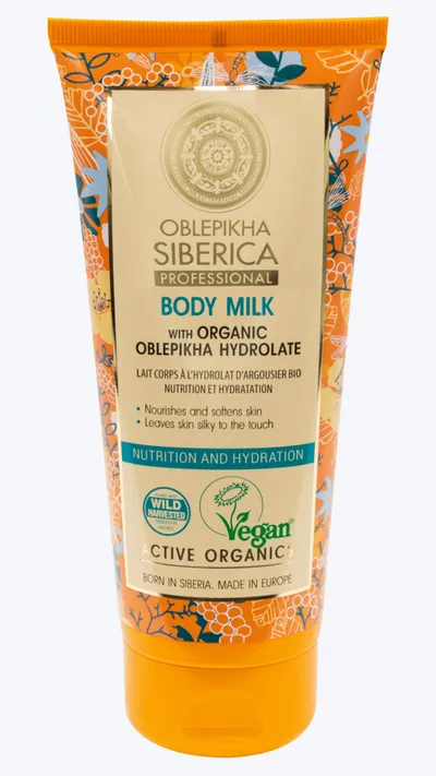 Natura Siberica Oblepikha Siberica Professional, Body Milk with Organic Oblepikha Hydrolate (Wegańskie mleczko do ciała z organicznym hydrolatem z rokitnika ałtajskiego)