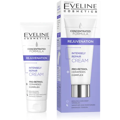 Eveline Cosmetics Skoncentrowana formuła Odmłodzenie silnie naprawczy krem pro-retinol+ceramidy kompleks (Skoncentrowana formuła, Pro Retinol i Ceramidy, Silnie naprawczy krem)
