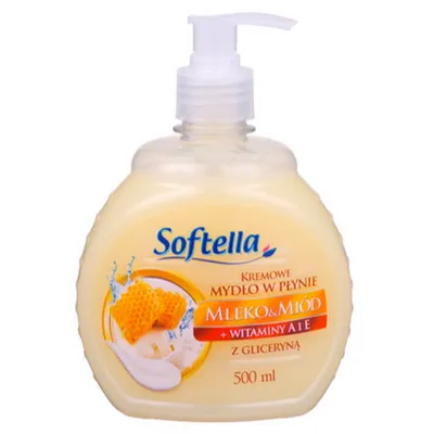 Softella Kremowe mydło w płynie z gliceryną `Mleko & miód + witaminy A i E`