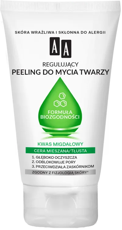 AA Formuła Biozgodności, Regulujący peeling do mycia twarzy cera mieszana i tłusta