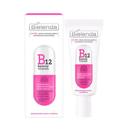 Bielenda B12 Beauty Vitamin, Witaminowy silnie nawilżający żel do twarzy