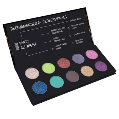 Affect Party All Night, Pressed Eyeshadows Palette (Paleta 10 cieni prasowanych)
