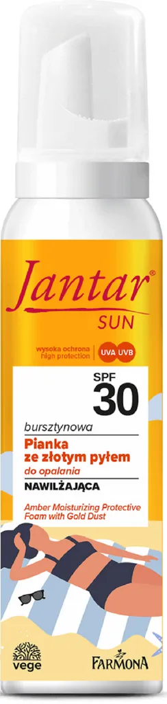 Jantar Sun, Bursztynowa pianka ze złotym pyłem do opalania SPF 30