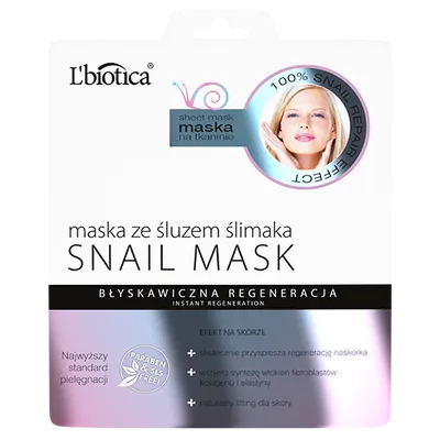 L'biotica Snail Mask, Maska ze śluzem ślimaka w postaci nasączonej tkaniny