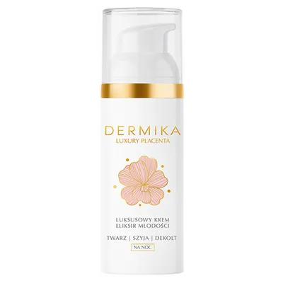 Dermika Luxury Placenta, Luksusowy krem-eliksir młodości na noc do twarzy, szyi i dekoltu