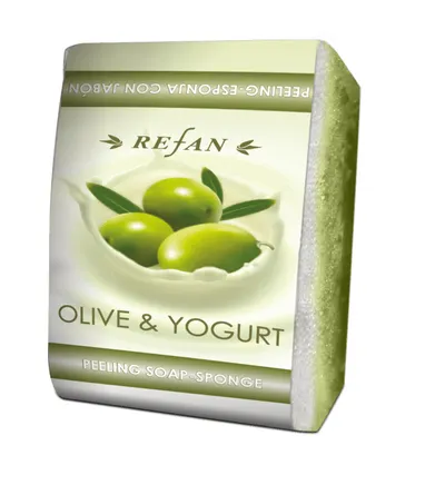 Refan Peeling Soap Sponge Olive & Yogurt (Mydło z gąbką peelingujące)