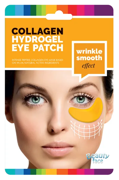 Beauty Face Collagen Hydrogel Eye Patch Wrinkle Smooth Effect (Przeciwzmarszczkowe szokowe kolagenowe płatki pod oczy ze złotem i kwasem hialuronowym)