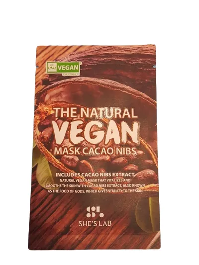 CNF Cosmetics She's Lab , Cacao Nibs, The Natural Vegan Mask (Maseczka w płachcie z ekstraktem z nasion kakaowca)