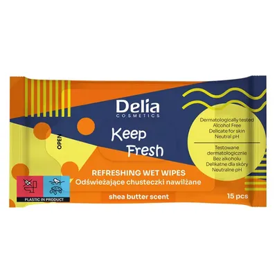 Delia Keep Fresh Refreshing Wet Wipes Shea Butter (Odświeżające chusteczki nawilżane)