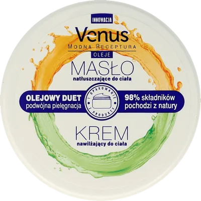 Venus Modna Receptura Oleje, Olejowe duety- masło natłuszczające do ciała + krem nawilżający do ciała