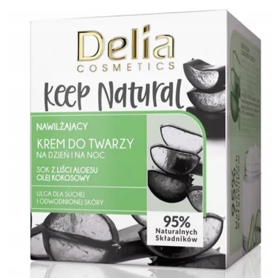 Delia Keep Natural, Nawilżający krem do twarzy `Sok z liści aloesu i olej kokosowy`