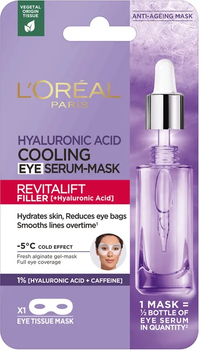 L'Oreal Paris Revitalift Filler [HA], Cooling Eye Serum-Mask (Chłodząca maska z serum pod oczy z czystym kwasem hialuronowym i kofeiną)