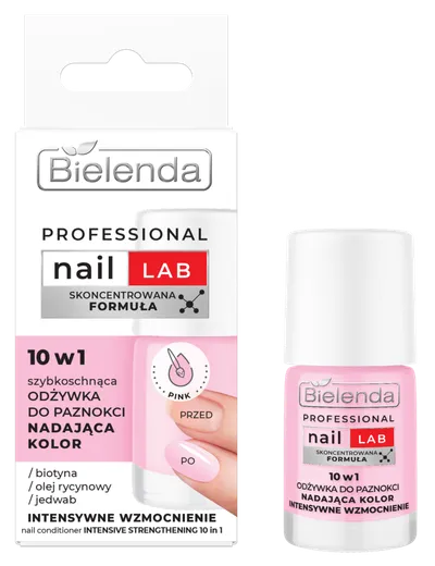 Bielenda Professional Nail Lab, Skoncentrowana Formuła, 10 w 1 Szybkoschnąca odżywka do paznokci nadająca kolor