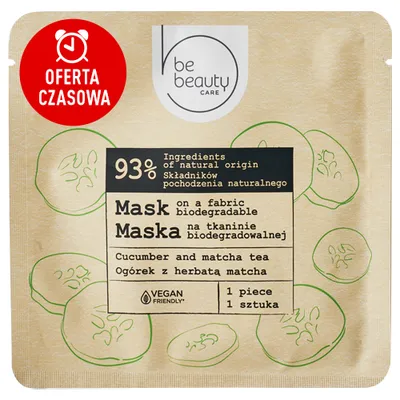 bebeauty Maska na tkaninie biodegradowalnej `Ogórek z herbatą matcha`