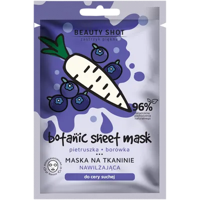 Beauty Shot Botanic Sheet Mask, Maska nawilżająca `Pietruszka, borówka`