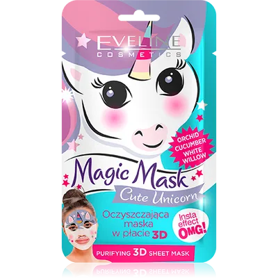 Eveline Cosmetics Magic Mask, Oczyszczająca maska w płacie 3D `Cute Unicorn`