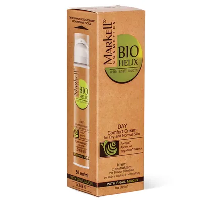Markell Cosmetics Bio Helix, Day Comfort Cream for Dry and Normal Skin (Krem z ekstraktem ze śluzu ślimaka do skóry suchej i normalnej na dzień)