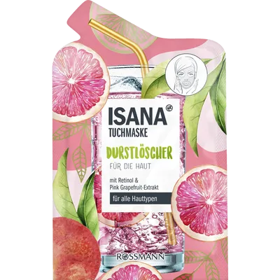 Isana Durstlöscher,  Tuchmaske mit Retinol und Pink Grapefruit Extrakt (Maska w płachcie)