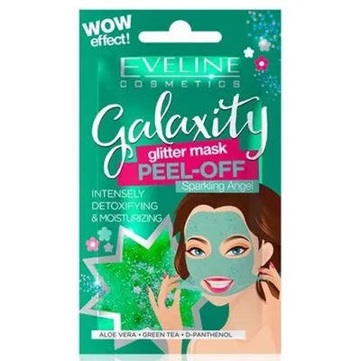 Eveline Cosmetics Galaxity Glitter Mask Peel-off, Detoksykująco-nawilżająca maseczka peel-off z połyskującymi drobinkami `Sparkling Angel`