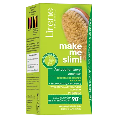Lirene Dermoprogram Make Me Slim!, Antycellulitowy zestaw (szczotka do masażu na sucho + żel modelujący sylwetkę)