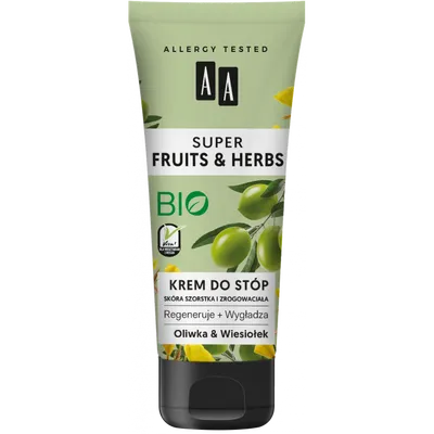 AA Super Fruits & Herbs, Krem do stóp `Oliwka & wiesiołek`