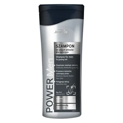 Joanna Power Hair Men, Szampon do siwych włosów dla mężczyzn  niwelujący siwiznę
