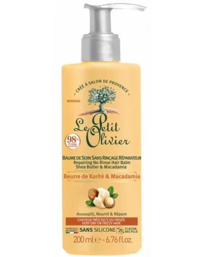 Le Petit Olivier Repairing No Rinse Hair Balm (Balsam do pielęgnacji bez spłukiwania z masłem shea i olejkiem makadamia)