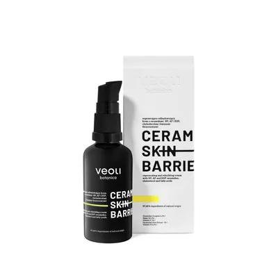 Veoli Botanica Ceramide Skin Barrier, Regenerująco-odbudowujący krem z ceramidami NP, AP i EOP, cholesterolem i kwasami tłuszczowymi
