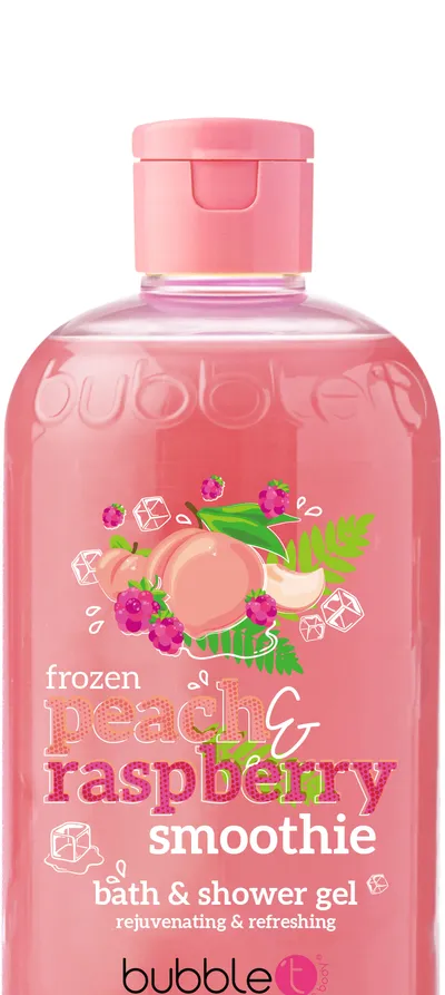 Bubble T Cosmetics Peach & Raspberry Smoothie Bath & Shower Gel (Żel pod prysznic `Brzoskwinia & malina`)