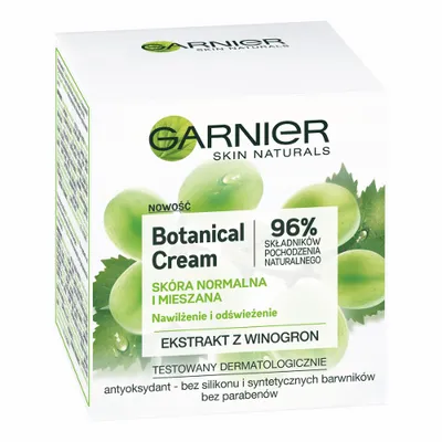 Garnier Botanical Cream, Krem nawilżający z ekstraktem z winogron do skóry normalnej i mieszanej