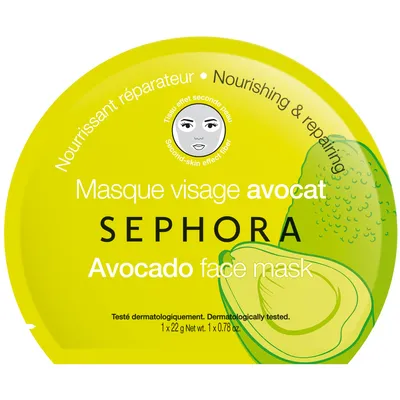 Sephora Collection, Avocado, Face Mask (Maseczka z tkaniny do twarzy odżywczo- regenerująca)