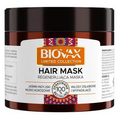 L'biotica Biovax Limited Collection, Jaśmin Indyjski i Mleko Kokosowe, Regenerująca maska do włosów osłabionych i wypadających