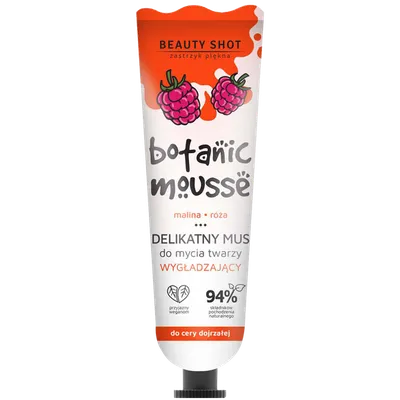 Beauty Shot Botanic Mousse, Delikatny mus do mycia twarzy wygładzający `Malina, róża`