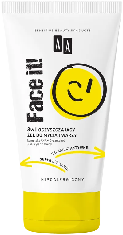 AA Face It!, 3w1 Oczyszczający żel do mycia twarzy