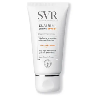 SVR Clairial, Creme SPF50+ (Krem o bardzo wysokiej ochronie przeciwsłonecznej zapobiegający powstawaniu przebarwień)