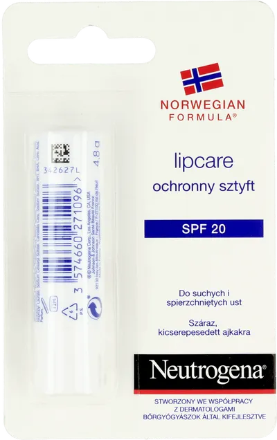 Neutrogena Formuła Norweska, Lipcare, Ochronny sztyft do suchych i spierzchniętych ust SPF 20