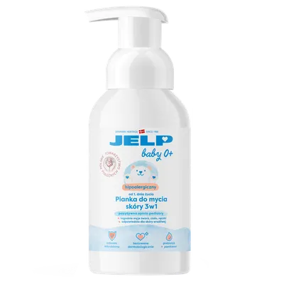 Jelp Baby 0+, Hipoalergiczna pianka do mycia skóry 3w1
